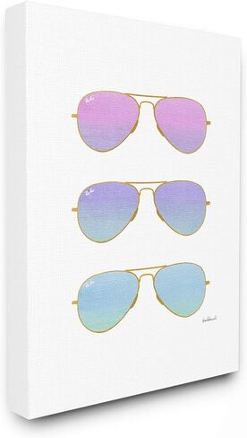 The Stupell Home Décor Collection Pink Purple and Blue Sunset Ombre Aviator Sunglasses Wall Plaque Art, Multi-Color in Saudi Arabia