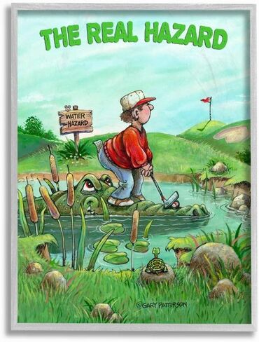 Stupell Industries The Real Hazard Funny Golf Cartoon Sports Black Framed Wall Art, 11 x 14, Design by Artist Gary Patterson in Saudi Arabia