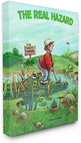 Stupell Industries The Real Hazard Funny Golf Cartoon Sports Black Framed Wall Art, 11 x 14, Design by Artist Gary Patterson in Saudi Arabia