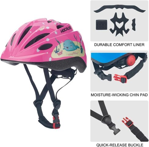 Kids Bike Helmet with LED Rear Light Kids Sports Protective Gear Set Elbow Pads Knee Pads Wrist Guards for Boys Girls Cycling Skateboard Scooter Rollerblading Toddler Helmet for Kids 3+ in Saudi Arabia