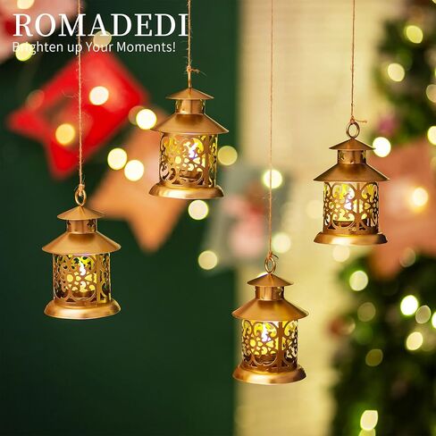Romadedi Tealight حوامل شموع فانوس مزخرف - 12 قطعة فانوس معلق صغير أبيض عتيق لديكور الشموع الخفيفة لتزيين الزفاف محور طاولة الطعام والقهوة في الهواء الطلق عيد الميلاد in Saudi Arabia