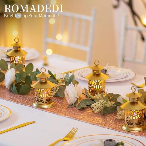 Romadedi Tealight حوامل شموع فانوس مزخرف - 12 قطعة فانوس معلق صغير أبيض عتيق لديكور الشموع الخفيفة لتزيين الزفاف محور طاولة الطعام والقهوة في الهواء الطلق عيد الميلاد in Saudi Arabia