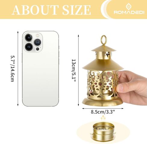 Romadedi Tealight حوامل شموع فانوس مزخرف - 12 قطعة فانوس معلق صغير أبيض عتيق لديكور الشموع الخفيفة لتزيين الزفاف محور طاولة الطعام والقهوة في الهواء الطلق عيد الميلاد in Saudi Arabia