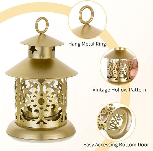 Romadedi Tealight حوامل شموع فانوس مزخرف - 12 قطعة فانوس معلق صغير أبيض عتيق لديكور الشموع الخفيفة لتزيين الزفاف محور طاولة الطعام والقهوة في الهواء الطلق عيد الميلاد in Saudi Arabia