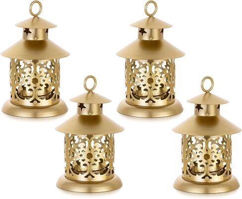 Romadedi Tealight حوامل شموع فانوس مزخرف - 12 قطعة فانوس معلق صغير أبيض عتيق لديكور الشموع الخفيفة لتزيين الزفاف محور طاولة الطعام والقهوة في الهواء الطلق عيد الميلاد in Saudi Arabia