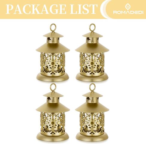 Romadedi Tealight حوامل شموع فانوس مزخرف - 12 قطعة فانوس معلق صغير أبيض عتيق لديكور الشموع الخفيفة لتزيين الزفاف محور طاولة الطعام والقهوة في الهواء الطلق عيد الميلاد in Saudi Arabia