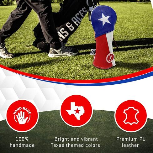 غطاء رأس نادي الجولف Pins & Aces Texas - أغطية رأس فاخرة مصنوعة يدويًا من الجلد بتصميم نجمة واحدة - أغطية نادي الجولف ذات طراز TX Pride، ذات جودة عالية - قم بتصميم حقيبة الجولف الخاصة بك وتخصيصها in Saudi Arabia