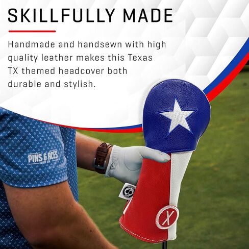 غطاء رأس نادي الجولف Pins & Aces Texas - أغطية رأس فاخرة مصنوعة يدويًا من الجلد بتصميم نجمة واحدة - أغطية نادي الجولف ذات طراز TX Pride، ذات جودة عالية - قم بتصميم حقيبة الجولف الخاصة بك وتخصيصها in Saudi Arabia