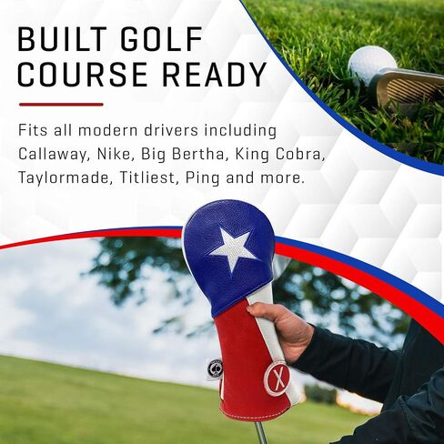 غطاء رأس نادي الجولف Pins & Aces Texas - أغطية رأس فاخرة مصنوعة يدويًا من الجلد بتصميم نجمة واحدة - أغطية نادي الجولف ذات طراز TX Pride، ذات جودة عالية - قم بتصميم حقيبة الجولف الخاصة بك وتخصيصها in Saudi Arabia