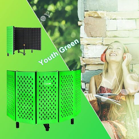 درع عزل للميكروفون قابل للطي مكون من 5 ألواح مع ميكروفون عالي الكثافة يمتص الصوت من الإسفنج المعدني لتسجيل الصوت في استوديو تسجيل الصوت والألعاب ومعدات البث والغناء (أزرق) in Kuwait