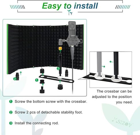 درع عزل للميكروفون قابل للطي مكون من 5 ألواح مع ميكروفون عالي الكثافة يمتص الصوت من الإسفنج المعدني لتسجيل الصوت في استوديو تسجيل الصوت والألعاب ومعدات البث والغناء (أزرق) in Kuwait