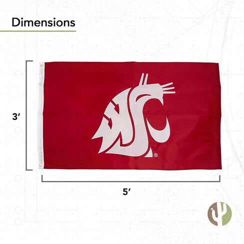 Desert Cactus Washington State University Flag Banners WSU Cougars Cougs 100% Nylon Indoor Outdoor 3x5 feet Flags (Embroidered 2) in Saudi Arabia