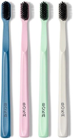 Boka Classic Manual Toothbrush with Extra Soft Activated-Charcoal, Tapered Bristles, Bioplastic Handle That Includes Travel Cap, Dentist-Approved, Great for Adults and Kids, Pink (Pack of 1) in Saudi Arabia