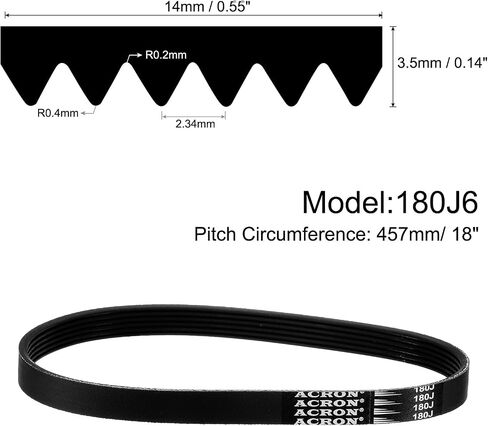 uxcell 2pcs 420J6 PJ V-Ribbed Belt 6 Ribs 42" Length x 0.55" Width x 0.14" Height, EPDM Rubber Poly V Belt, Multi Wedge Micro V Belt in Saudi Arabia