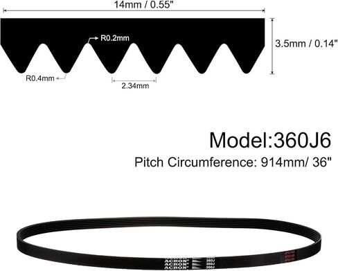 uxcell 2pcs 420J6 PJ V-Ribbed Belt 6 Ribs 42" Length x 0.55" Width x 0.14" Height, EPDM Rubber Poly V Belt, Multi Wedge Micro V Belt in Saudi Arabia