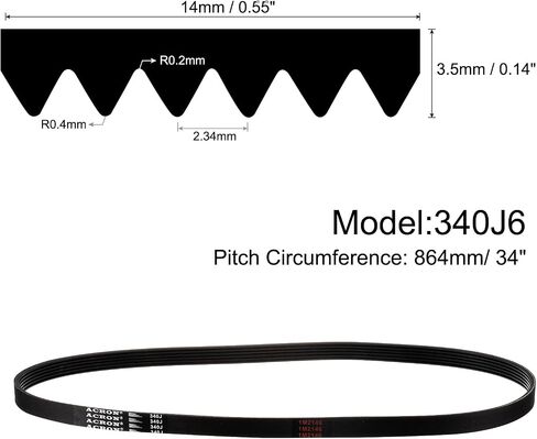 uxcell 2pcs 420J6 PJ V-Ribbed Belt 6 Ribs 42" Length x 0.55" Width x 0.14" Height, EPDM Rubber Poly V Belt, Multi Wedge Micro V Belt in Saudi Arabia