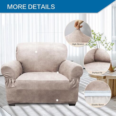 Like Leather Couch Cover for 3 Cushion Couch Sofa Pet Friendly with 2 Arm Pockets, Hair Resistant Sofa Cushion Covers Washable for Dog Cat, 1 Piece Stretch Sofa Covers Brown 4 in Saudi Arabia