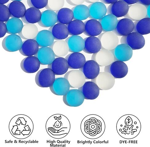 Sea Glass Gems - 0.9 Lb White Frosted Flat Glass Marbles, Flat Gems Decorative Stones for Vase Fillers, Aquarium Rocks, Floral Supplies, Table Scatter, Craft Mosaics, and DIY Ornaments in Saudi Arabia