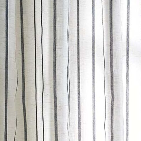 Martha Stewart Laguna Stripe Semi-Sheer Tie Tab Window Curtain Valance and Tiers Set, Grey in Saudi Arabia