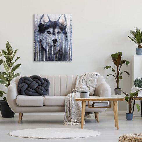 Stupell Industries Smiling Husky Dog Rustic Birch Tree Overlay Floating Framed Wall Art, Design By Kamdon Kreations in Saudi Arabia