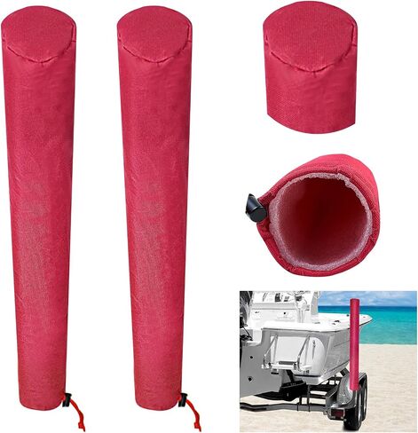 1 Pair Boat Trailer Guide Pole Pad and Cover, Red Boat Guide Pole Covers Heavy Duty 600D Oxford Cloth Foam Protector Boat Trailer Pads for Guides with Reflective Strips and Capped Ends in Saudi Arabia