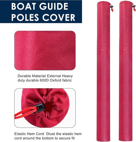 1 Pair Boat Trailer Guide Pole Pad and Cover, Red Boat Guide Pole Covers Heavy Duty 600D Oxford Cloth Foam Protector Boat Trailer Pads for Guides with Reflective Strips and Capped Ends in Saudi Arabia