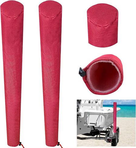 1 Pair Boat Trailer Guide Pole Pad and Cover, Red Boat Guide Pole Covers Heavy Duty 600D Oxford Cloth Foam Protector Boat Trailer Pads for Guides with Reflective Strips and Capped Ends in Saudi Arabia
