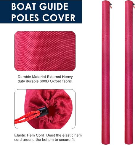 1 Pair Boat Trailer Guide Pole Pad and Cover, Red Boat Guide Pole Covers Heavy Duty 600D Oxford Cloth Foam Protector Boat Trailer Pads for Guides with Reflective Strips and Capped Ends in Saudi Arabia