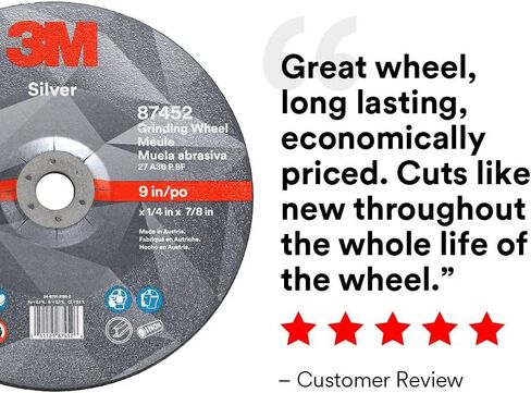 3M Silver Grinding Wheel, Depressed Center – for Right Angle Grinder – 6" diam. x 1/4" Thick x 7/8" Arbor Hole – Type 27 – 87450 – Pack of 10 in Saudi Arabia