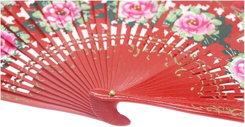 Spanish Floral Folding Fan Vintage Handmade Wooden Doubled-side Hollow Out Hand Fan for Women Dancing,Party and Gifts (Pink) in Saudi Arabia