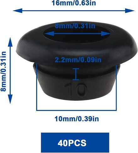eMagTech 40PCS Rubber Coil Cable Cord Grommet Rubber Single Sided Protective Coil Wires Rubber Protection 5mm ID 12mm OD 8mm Hole Diameter in Saudi Arabia