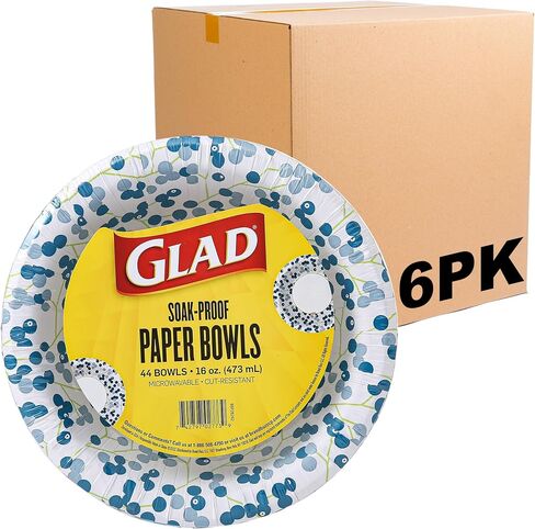 Glad Everyday Disposable Paper Bowls with Berry Nice Design - Soak-Proof, Cut-Proof, Microwaveable Paper Bowls, Spring Themed Disposable Bowls for Everyday Use | 16 Ounces, 44 Count in Saudi Arabia