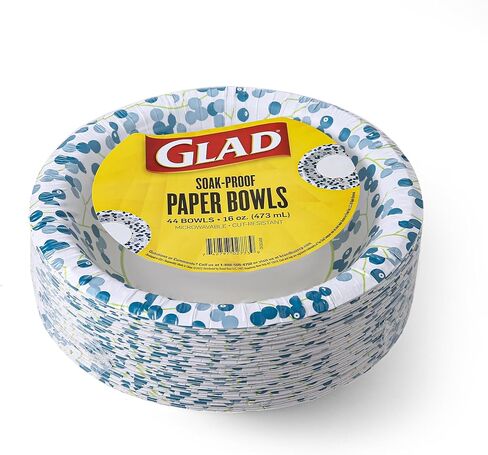 Glad Everyday Disposable Paper Bowls with Berry Nice Design - Soak-Proof, Cut-Proof, Microwaveable Paper Bowls, Spring Themed Disposable Bowls for Everyday Use | 16 Ounces, 44 Count in Saudi Arabia