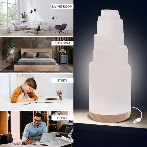 WBM Selenite Crystal Skyscraper Tower 15cm Long, Natural Healing & Calming Effects, Moroccan Crystal without Cord for Home Decor 3-5 Lbs in Saudi Arabia