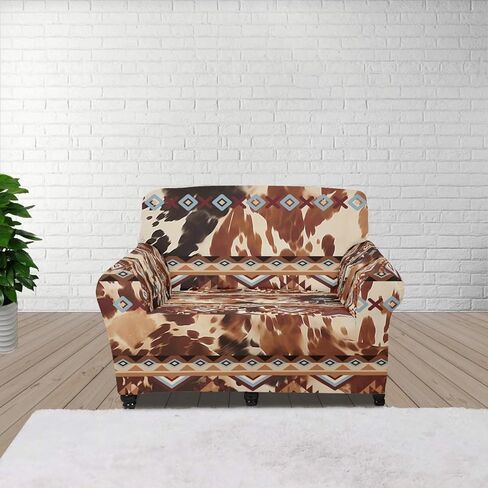 AFPANQZ Brown Cow Print Furniture Protector Cover for Home Office Hotel Decortion Protector Covers for Sofa Long Chair Soft Sofa Slip Covers Seater Brown in Saudi Arabia