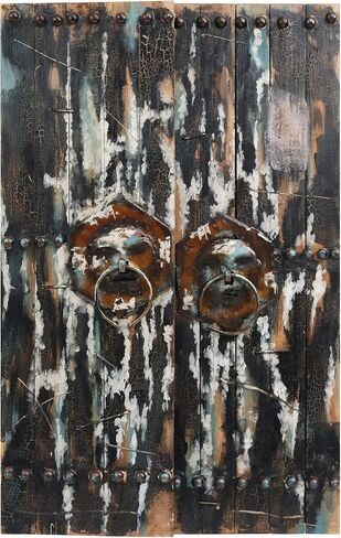 Empire Art Direct "Antique Wooden Doors 1" Mixed Media Hand Painted Iron Wall Sculpture by Primo,Red in Saudi Arabia