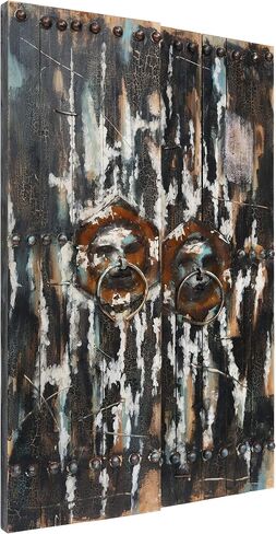 Empire Art Direct "Antique Wooden Doors 1" Mixed Media Hand Painted Iron Wall Sculpture by Primo,Red in Saudi Arabia