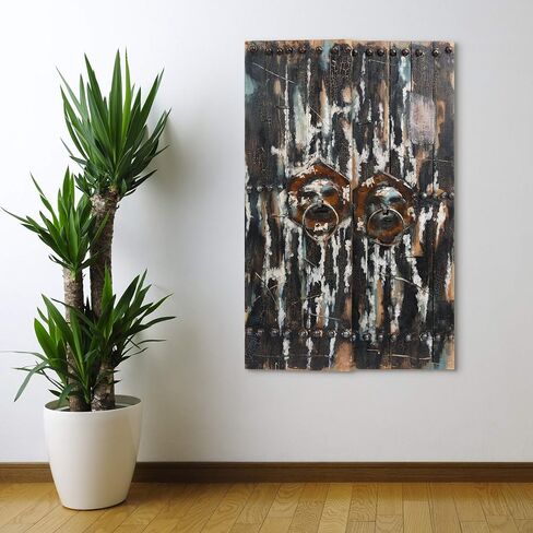 Empire Art Direct "Antique Wooden Doors 1" Mixed Media Hand Painted Iron Wall Sculpture by Primo,Red in Saudi Arabia