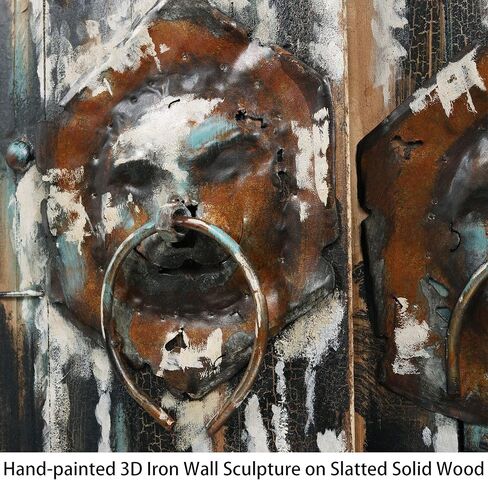 Empire Art Direct "Antique Wooden Doors 1" Mixed Media Hand Painted Iron Wall Sculpture by Primo,Red in Saudi Arabia