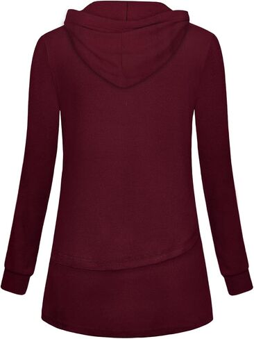 Miusey Hoodies for Women with Asymmetrical Hem Long Sleeve Tops for Women Casual Fall Sweatshirts with Drawstring in Saudi Arabia