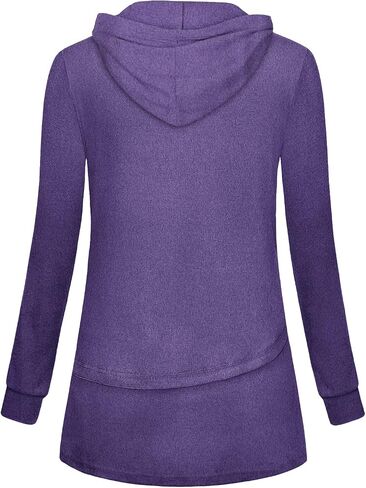 Miusey Hoodies for Women with Asymmetrical Hem Long Sleeve Tops for Women Casual Fall Sweatshirts with Drawstring in Saudi Arabia