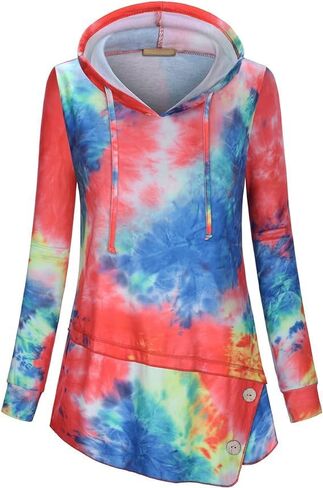 Miusey Hoodies for Women with Asymmetrical Hem Long Sleeve Tops for Women Casual Fall Sweatshirts with Drawstring in Saudi Arabia