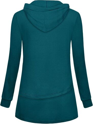Miusey Hoodies for Women with Asymmetrical Hem Long Sleeve Tops for Women Casual Fall Sweatshirts with Drawstring in Saudi Arabia