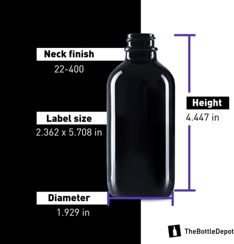 The Bottle Depot - 12 Pack - 4 oz Glass Bottle With Cap - Black Frosted - 22-400 Neck Finish - Boston Round Bottles - UV Rays Protection in Saudi Arabia