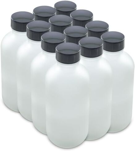 The Bottle Depot - 12 Pack - 4 oz Glass Bottle With Cap - Black Frosted - 22-400 Neck Finish - Boston Round Bottles - UV Rays Protection in Saudi Arabia