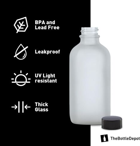 The Bottle Depot - 12 Pack - 4 oz Glass Bottle With Cap - Black Frosted - 22-400 Neck Finish - Boston Round Bottles - UV Rays Protection in Saudi Arabia
