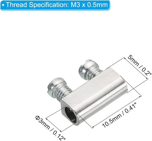 PATIKIL Steel Wire Rope Cable Clamp, 15 Pack M3 Double Hole Wire Rope Clips 3.0mm Line Hole with End Screw Stopper Gold Tone in Saudi Arabia
