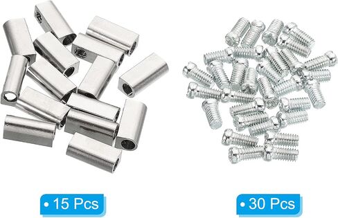 PATIKIL Steel Wire Rope Cable Clamp, 15 Pack M3 Double Hole Wire Rope Clips 3.0mm Line Hole with End Screw Stopper Gold Tone in Saudi Arabia
