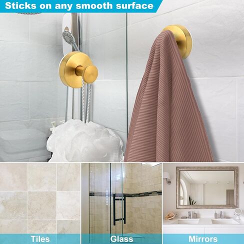Suction Cup Hooks for Shower, Removable Towel Hooks for Bathroom Window Glass Door Wall, Bath Robe Looafh Hook for Hanging - 2 Pack, Chrome in Saudi Arabia