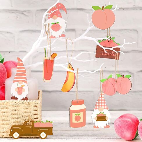 30 Pcs Summer Tree Ornaments Wood Gnomes Hanging Ornaments Summer Fruit Wood Gift Tags with String Summer Tree Decorations for Home Hawaiian Holiday Party Decoration (Watermelon Style) in Saudi Arabia